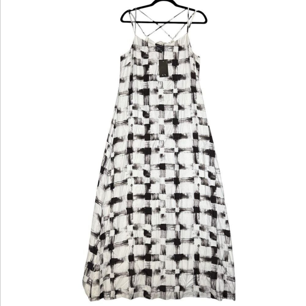 AX Armani Exchange Women's Large Short White Black Tie Dye Mini Dress Sleeveless